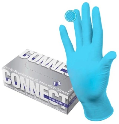 Перчатки CONNECT BLUE NITRILE нитриловые, L  текстурированные   (100пар) ЧЗ
